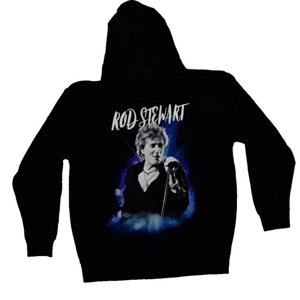 Rod Stewart Mens Rod Stewart Black Full Zip Hoodie New Large